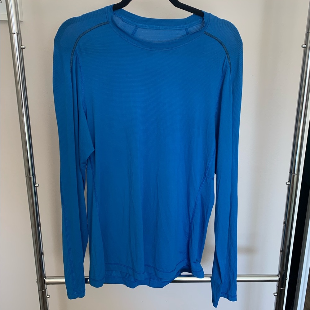 Lululemon Long Sleeve Tee Shirt Men Blue Crewneck